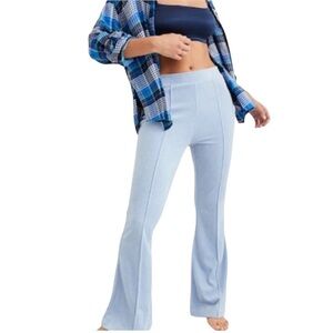 Aerie Groove-On Stretch Rib Velour High-Waist Flare Pant